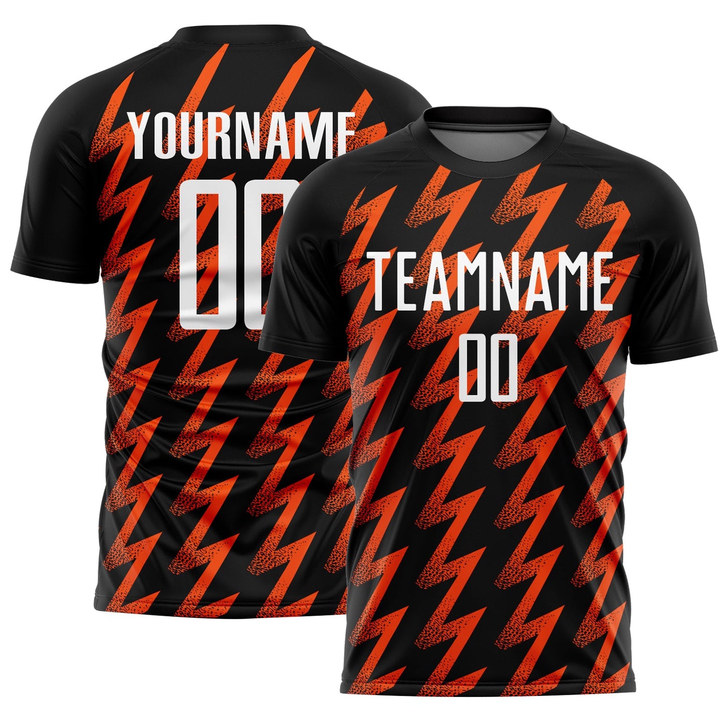 Custom Black White-Orange Zigzag Shape Sublimation Soccer Uniform Jersey - Sky-Custom