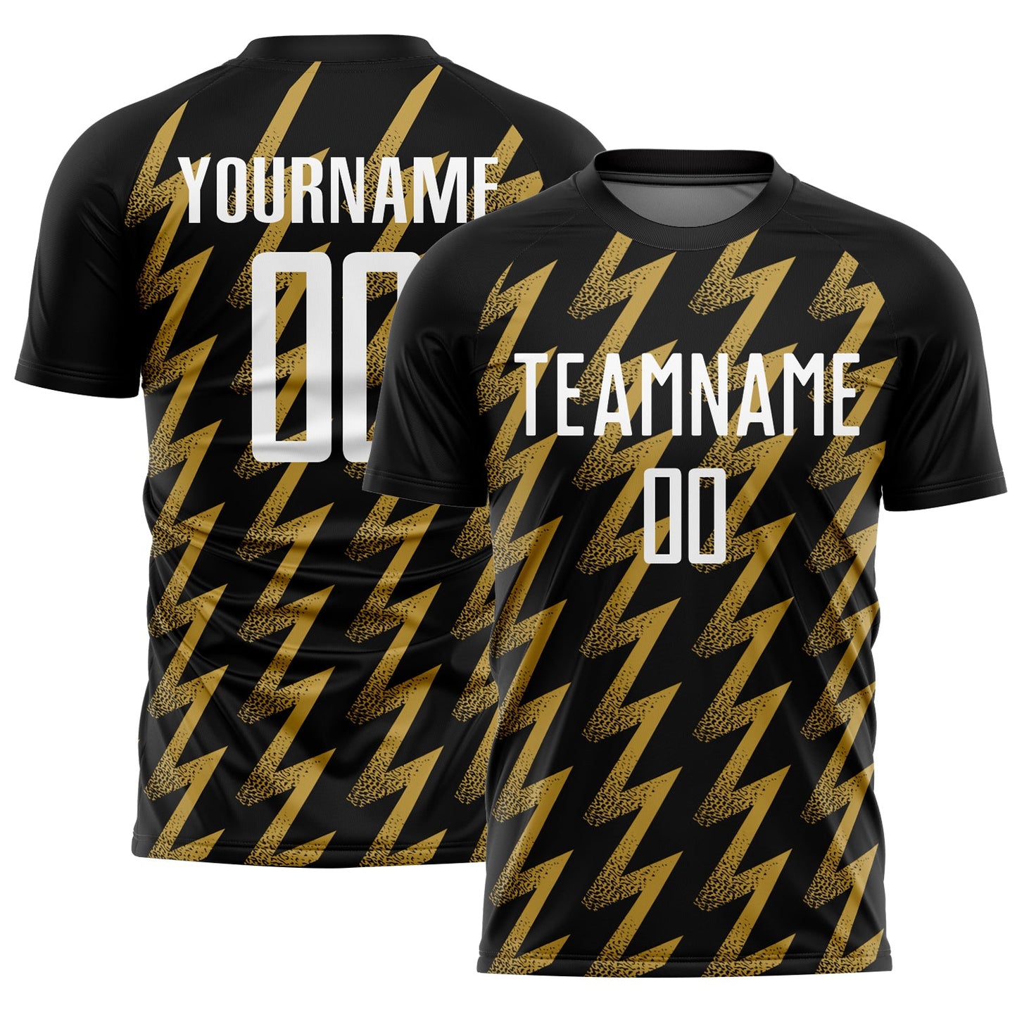 Custom Black White-Old Gold Zigzag Shape Sublimation Soccer Uniform Jersey - Sky-Custom