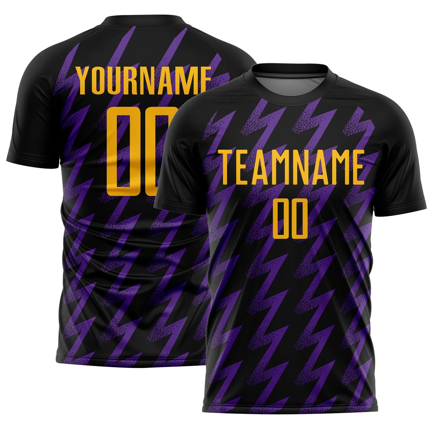 Custom Black Gold-Purple Zigzag Shape Sublimation Soccer Uniform Jersey - Sky-Custom