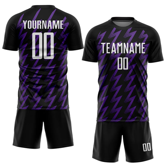 Custom Black White-Purple Zigzag Shape Sublimation Soccer Uniform Jersey - Sky-Custom