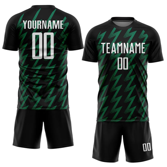 Custom Black White-Kelly Green Zigzag Shape Sublimation Soccer Uniform Jersey - Sky-Custom