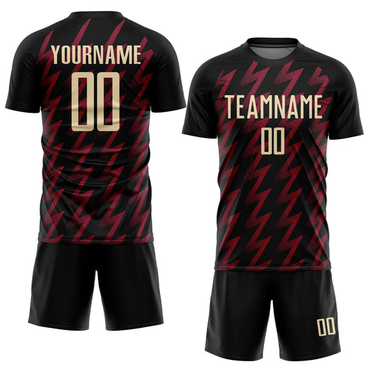 Custom Black Cream-Crimson Zigzag Shape Sublimation Soccer Uniform Jersey - Sky-Custom