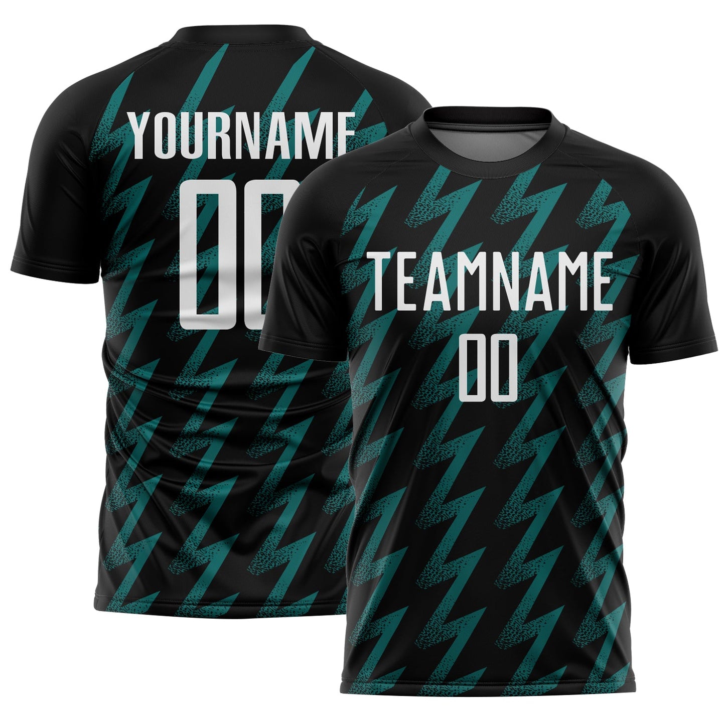Custom Black White-Teal Zigzag Shape Sublimation Soccer Uniform Jersey - Sky-Custom