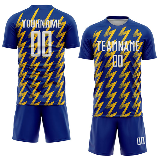 Custom Royal White-Yellow Zigzag Shape Sublimation Soccer Uniform Jersey - Sky-Custom