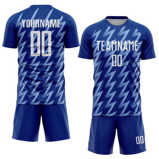 Custom Royal White-Light Blue Zigzag Shape Sublimation Soccer Uniform Jersey - Sky-Custom