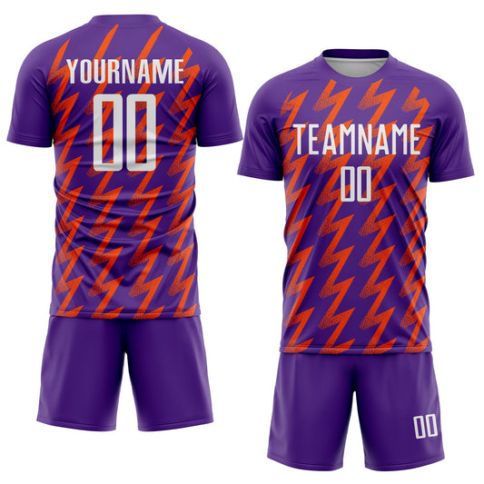 Custom Purple White-Orange Zigzag Shape Sublimation Soccer Uniform Jersey - Sky-Custom