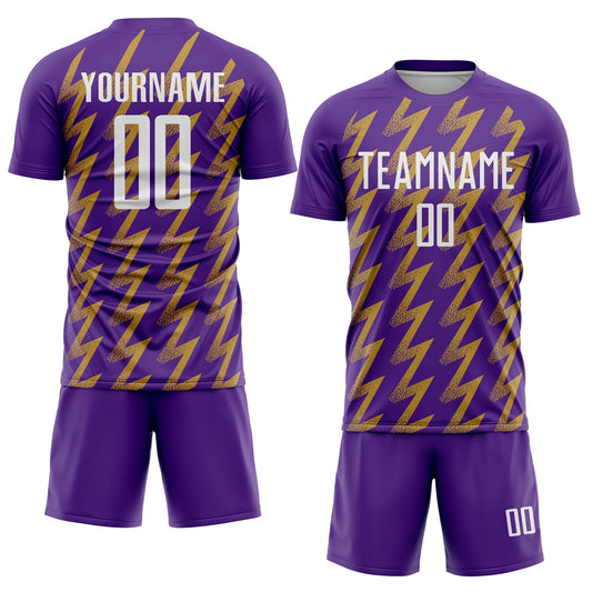 Custom Purple White-Old Gold Zigzag Shape Sublimation Soccer Uniform Jersey - Sky-Custom