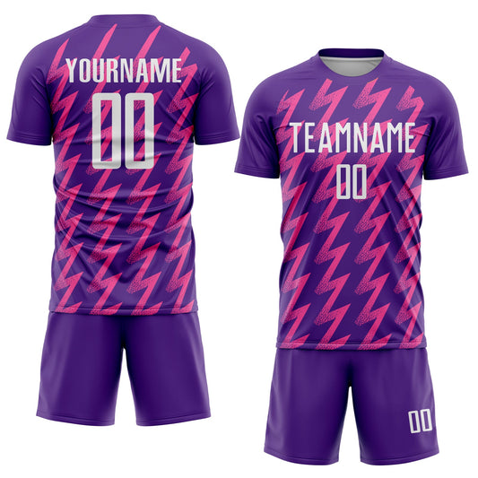 Custom Purple White-Pink Zigzag Shape Sublimation Soccer Uniform Jersey - Sky-Custom