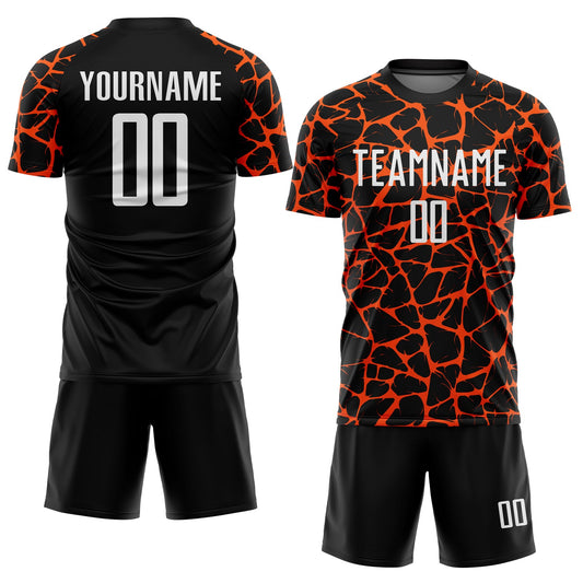 Custom Black White-Orange Abstract Network Splash Sublimation Soccer Uniform Jersey - Sky-Custom