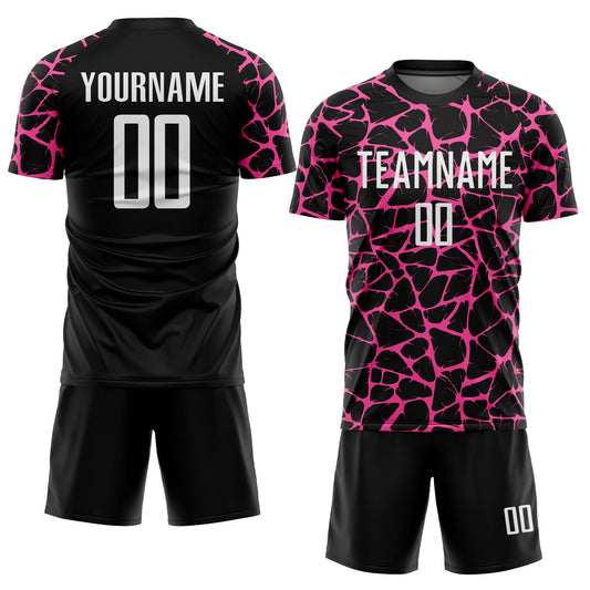 Custom Black White-Pink Abstract Network Splash Sublimation Soccer Uniform Jersey - Sky-Custom