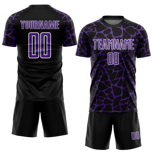 Custom Black Purple-White Abstract Network Splash Sublimation Soccer Uniform Jersey - Sky-Custom