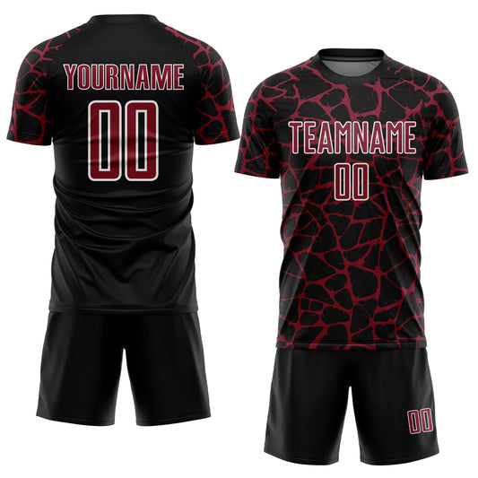 Custom Black Crimson-White Abstract Network Splash Sublimation Soccer Uniform Jersey - Sky-Custom