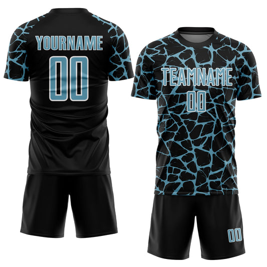 Custom Black Shadow Blue-White Abstract Network Splash Sublimation Soccer Uniform Jersey - Sky-Custom
