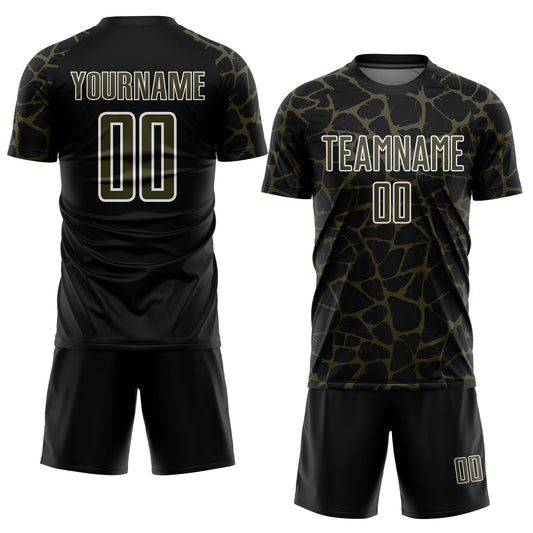 Custom Black Olive-White Abstract Network Splash Sublimation Soccer Uniform Jersey - Sky-Custom