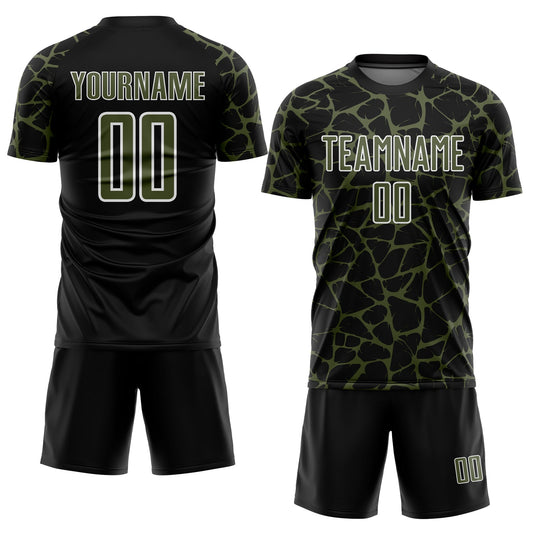 Custom Black Olive-White Abstract Network Splash Sublimation Soccer Uniform Jersey - Sky-Custom