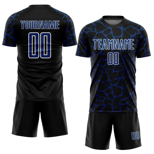 Custom Black US Navy Blue-White Abstract Network Splash Sublimation Soccer Uniform Jersey - Sky-Custom