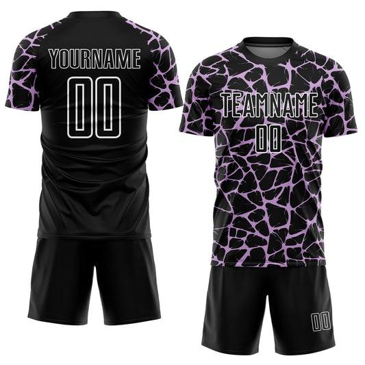 Custom Black Light Purple-White Abstract Network Splash Sublimation Soccer Uniform Jersey - Sky-Custom