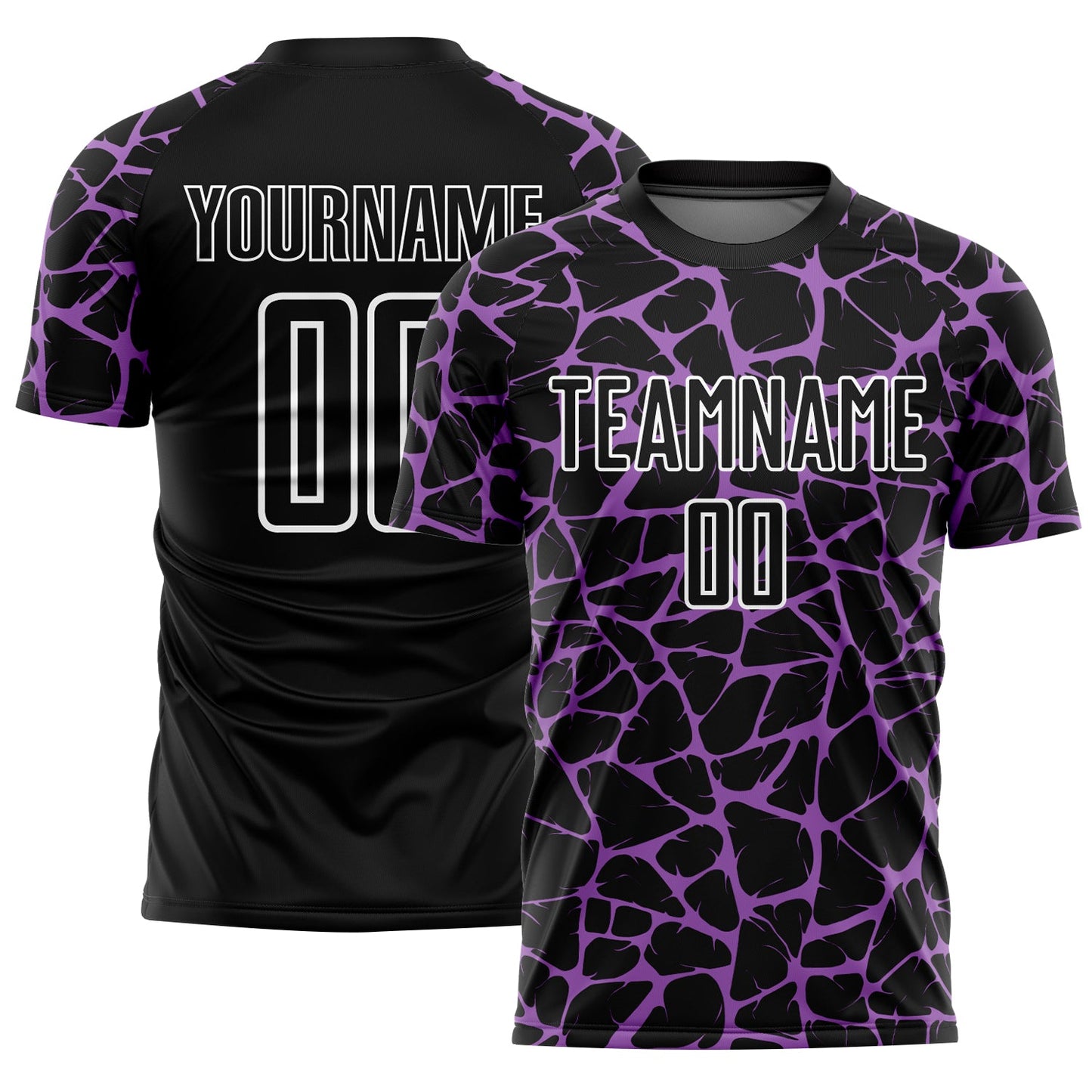 Custom Black Medium Purple-White Abstract Network Splash Sublimation Soccer Uniform Jersey - Sky-Custom