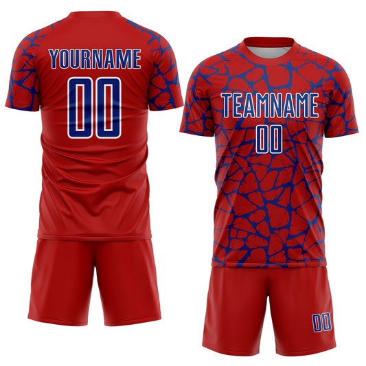 Custom Red Royal-White Abstract Network Splash Sublimation Soccer Uniform Jersey - Sky-Custom