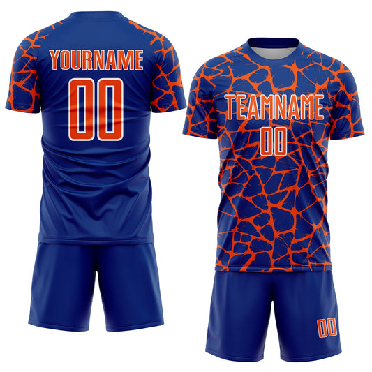 Custom Royal Orange-White Abstract Network Splash Sublimation Soccer Uniform Jersey - Sky-Custom
