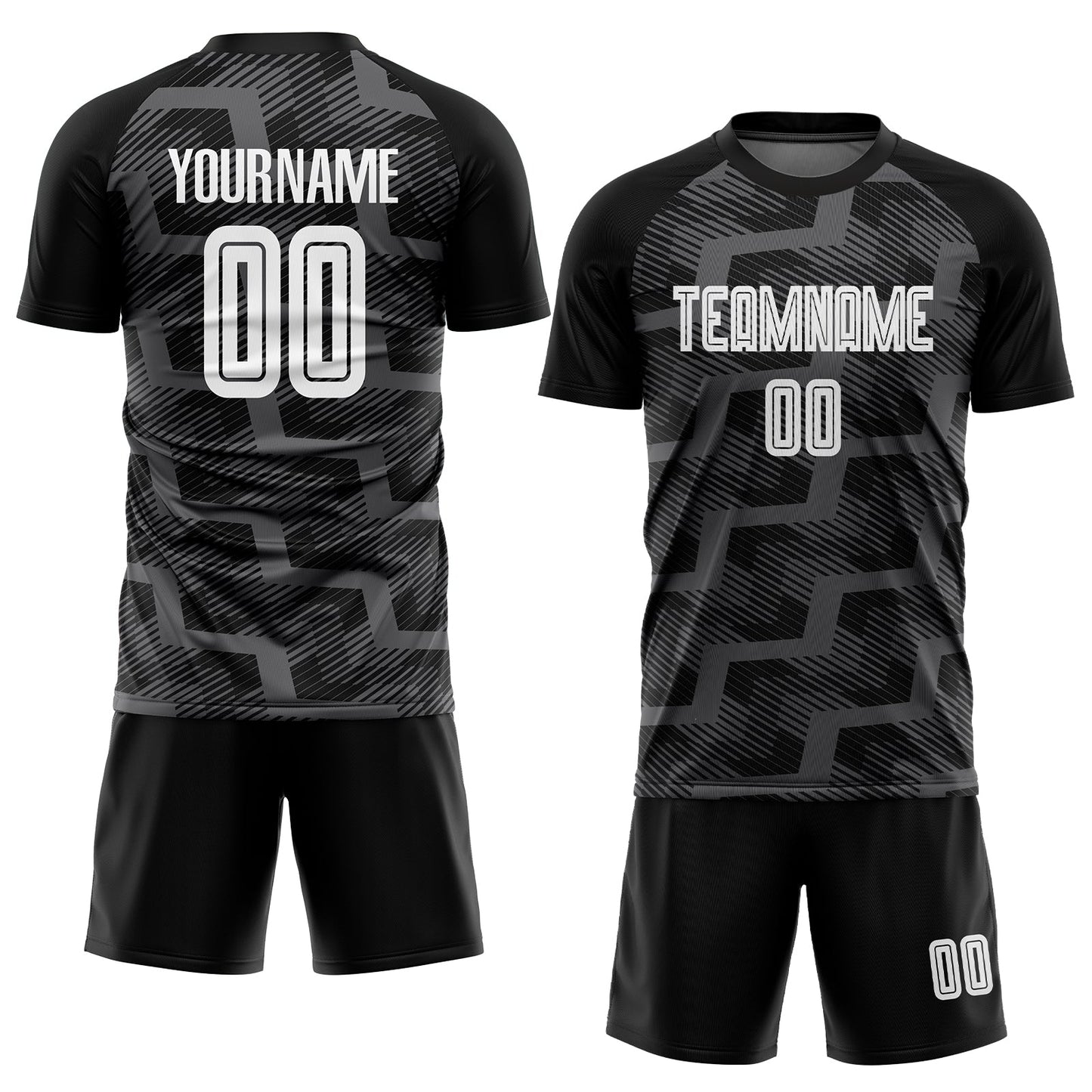 Custom Black White-Steel Gray Line Sublimation Soccer Uniform Jersey - Sky-Custom