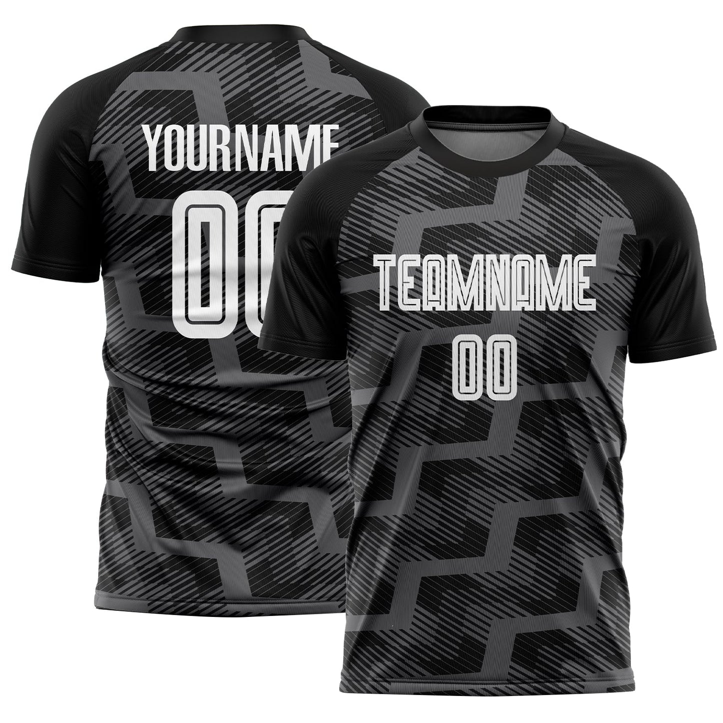 Custom Black White-Steel Gray Line Sublimation Soccer Uniform Jersey - Sky-Custom