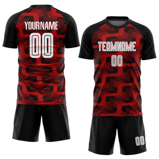 Custom Black White-Red Line Sublimation Soccer Uniform Jersey - Sky-Custom
