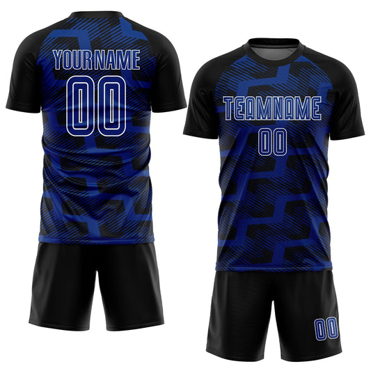 Custom Black Royal-White Line Sublimation Soccer Uniform Jersey - Sky-Custom