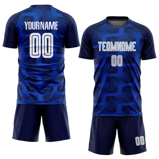 Custom Navy White-Thunder Blue Line Sublimation Soccer Uniform Jersey - Sky-Custom