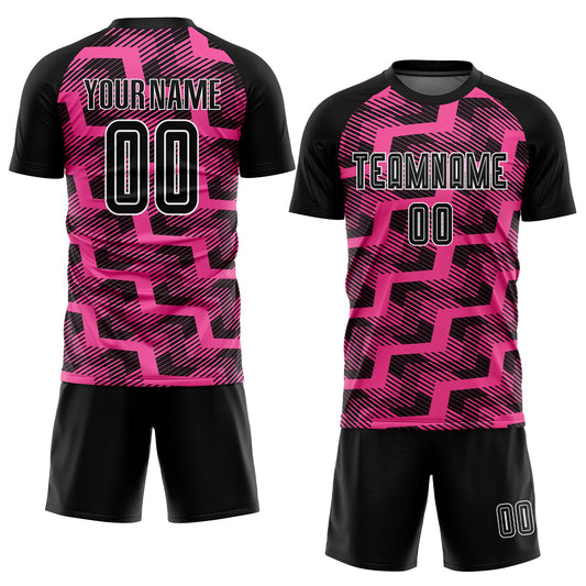 Custom Black Pink-White Line Sublimation Soccer Uniform Jersey - Sky-Custom