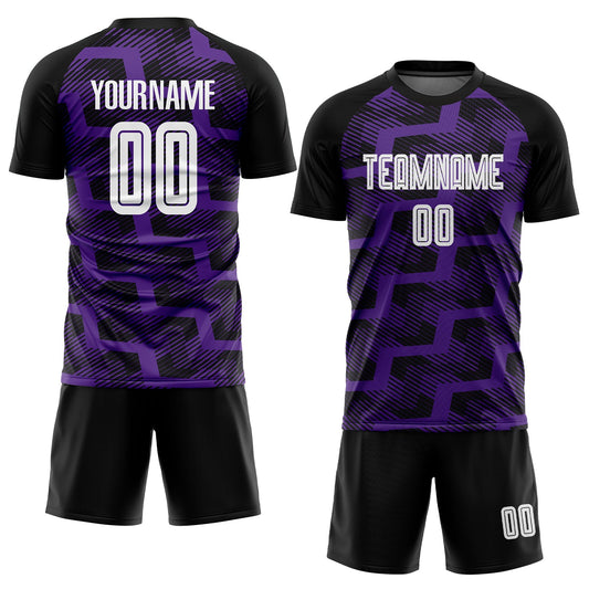 Custom Black White-Purple Line Sublimation Soccer Uniform Jersey - Sky-Custom