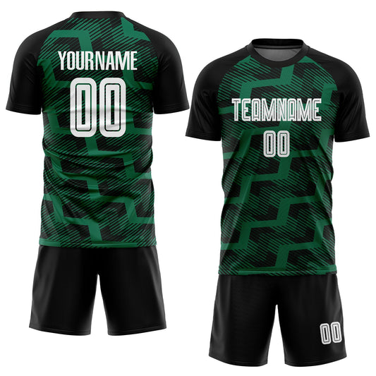 Custom Black White-Kelly Green Line Sublimation Soccer Uniform Jersey - Sky-Custom
