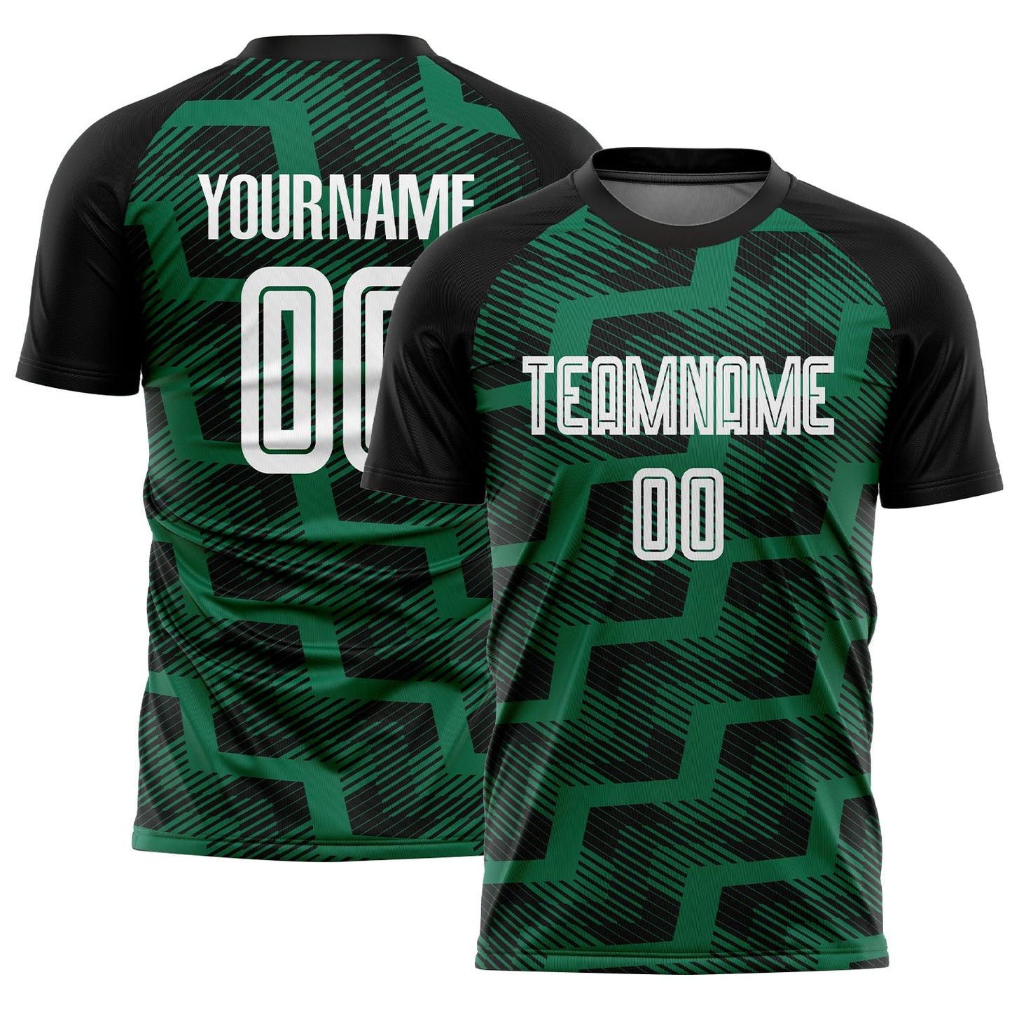 Custom Black White-Kelly Green Line Sublimation Soccer Uniform Jersey - Sky-Custom