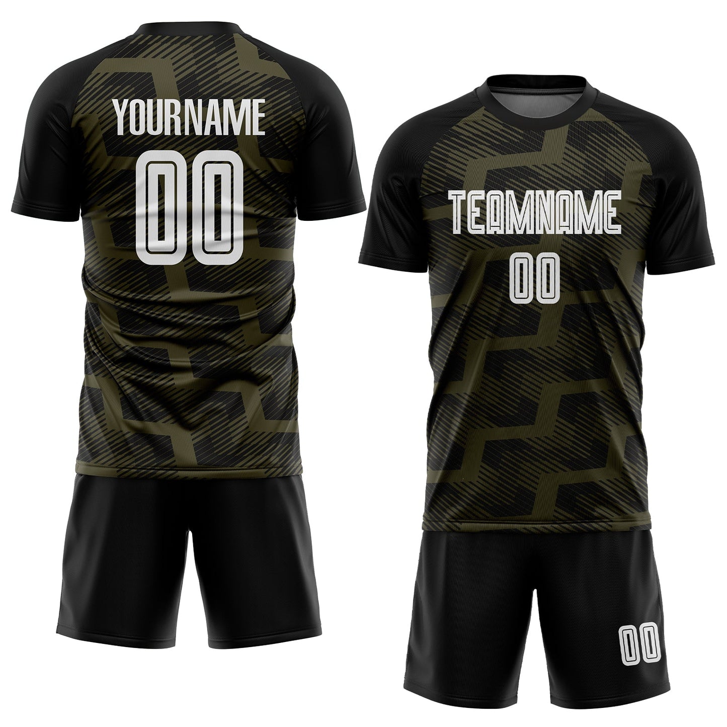 Custom Black White-Olive Line Sublimation Soccer Uniform Jersey - Sky-Custom