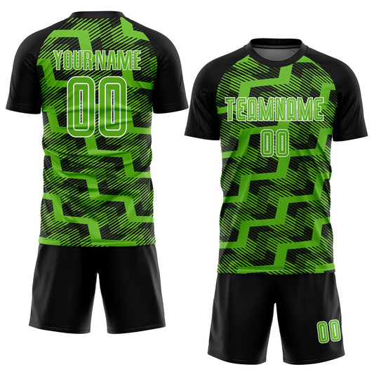 Custom Black Aurora Green-White Line Sublimation Soccer Uniform Jersey - Sky-Custom