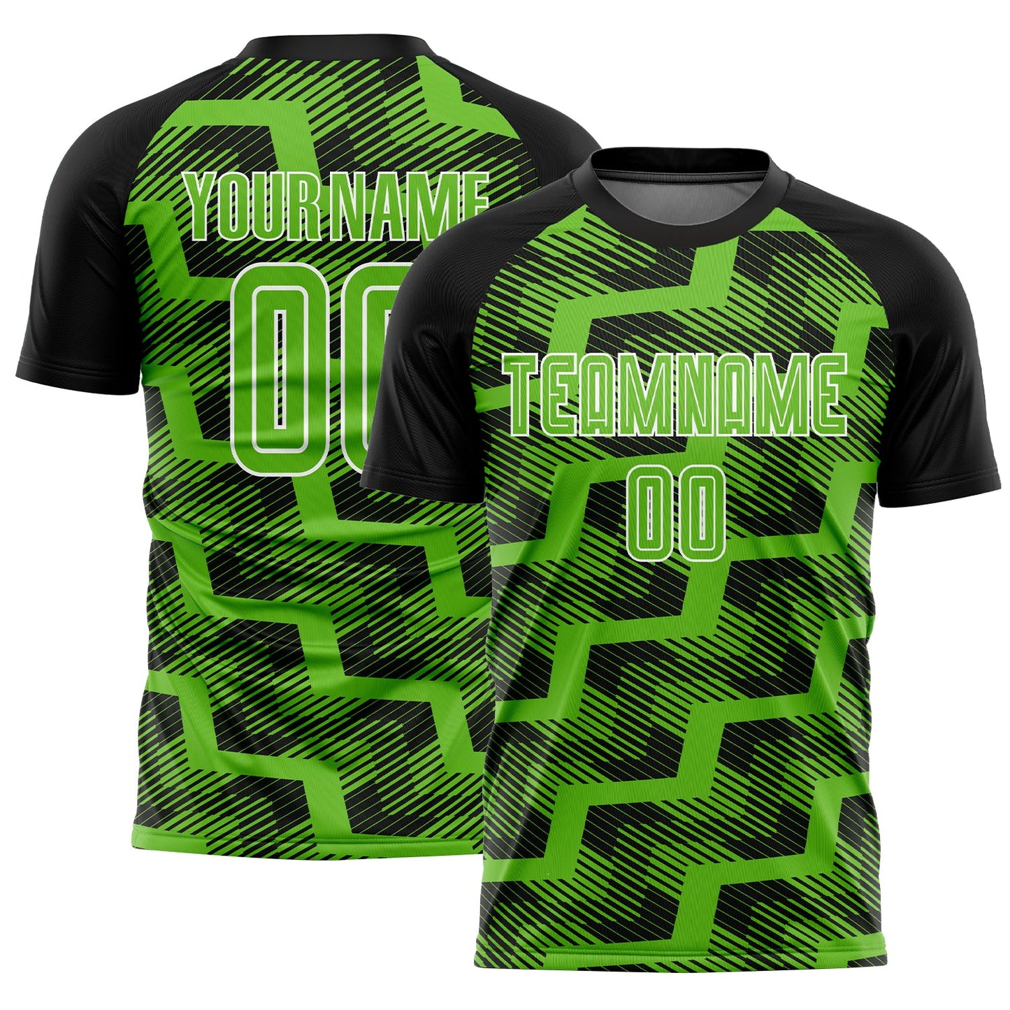 Custom Black Aurora Green-White Line Sublimation Soccer Uniform Jersey - Sky-Custom