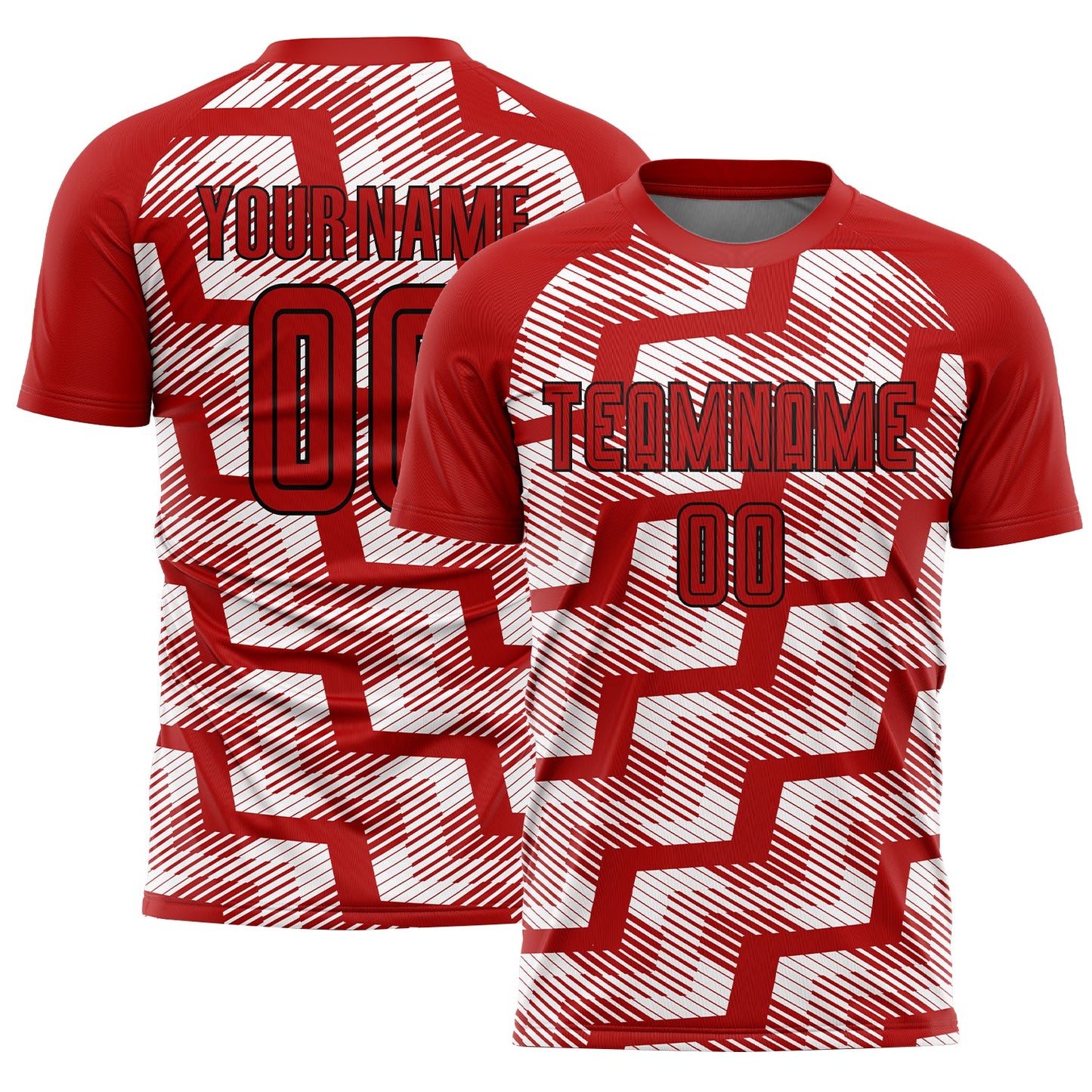 Custom Red Black-White Line Sublimation Soccer Uniform Jersey - Sky-Custom