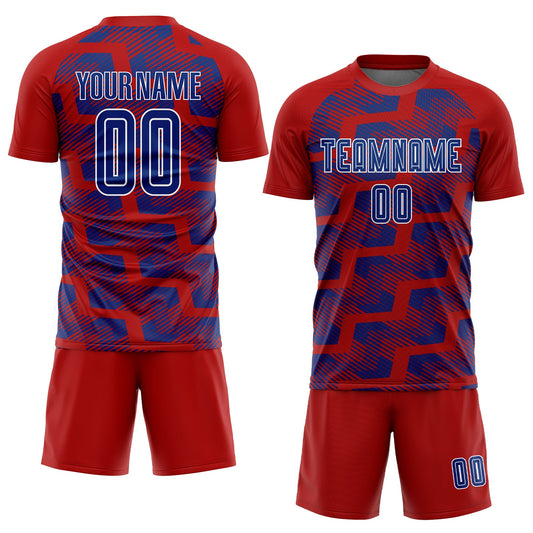 Custom Red Royal-White Line Sublimation Soccer Uniform Jersey - Sky-Custom