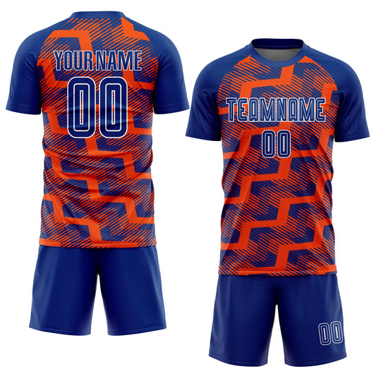 Custom Royal Orange-White Line Sublimation Soccer Uniform Jersey - Sky-Custom