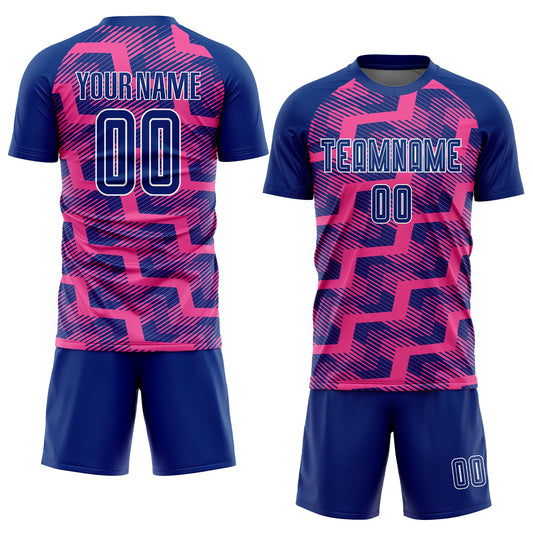 Custom Royal Pink-White Line Sublimation Soccer Uniform Jersey - Sky-Custom