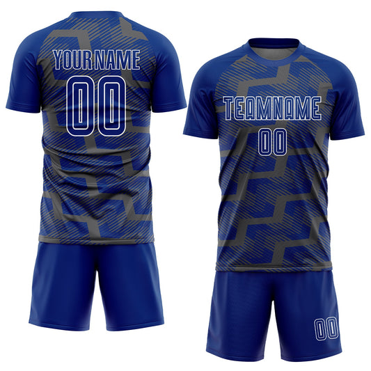 Custom Royal Steel Gray-White Line Sublimation Soccer Uniform Jersey - Sky-Custom