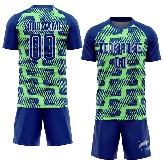 Custom Royal Pea Green-White Line Sublimation Soccer Uniform Jersey - Sky-Custom