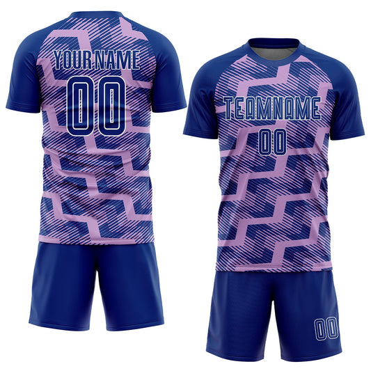 Custom Royal Light Purple-White Line Sublimation Soccer Uniform Jersey - Sky-Custom