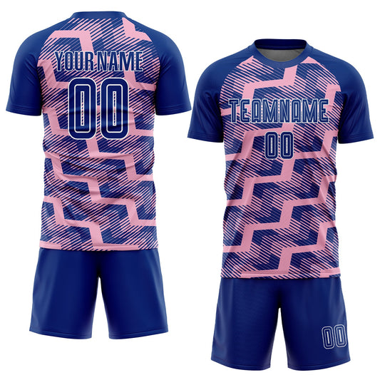 Custom Royal Light Pink-White Line Sublimation Soccer Uniform Jersey - Sky-Custom