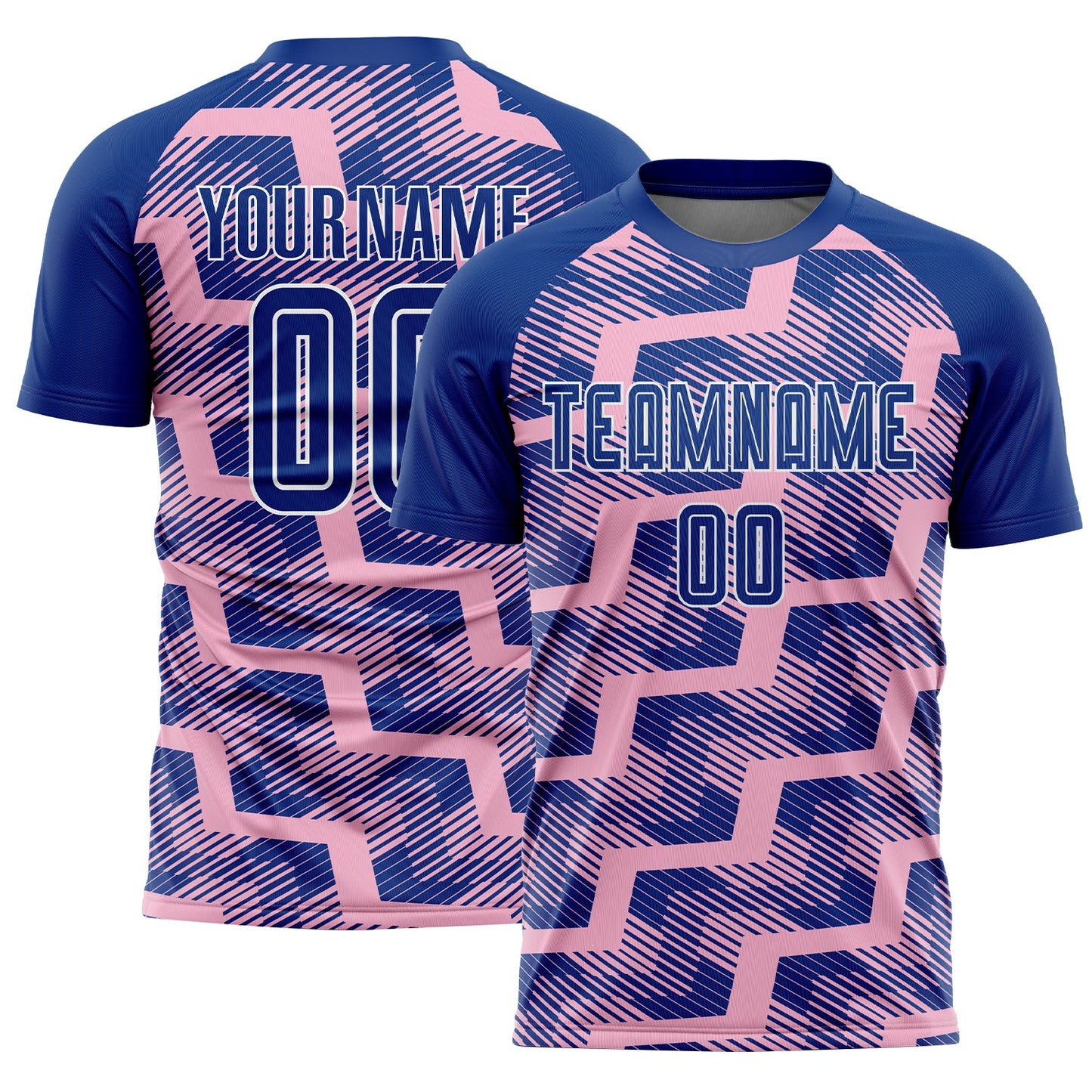 Custom Royal Light Pink-White Line Sublimation Soccer Uniform Jersey - Sky-Custom