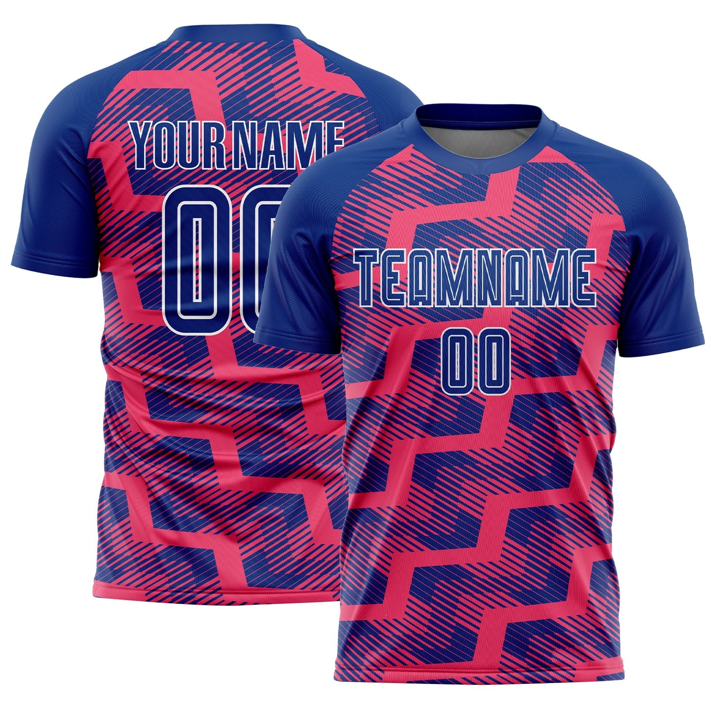 Custom Royal Neon Pink-White Line Sublimation Soccer Uniform Jersey - Sky-Custom