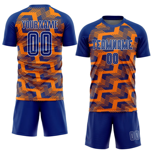 Custom Royal Bay Orange-White Line Sublimation Soccer Uniform Jersey - Sky-Custom