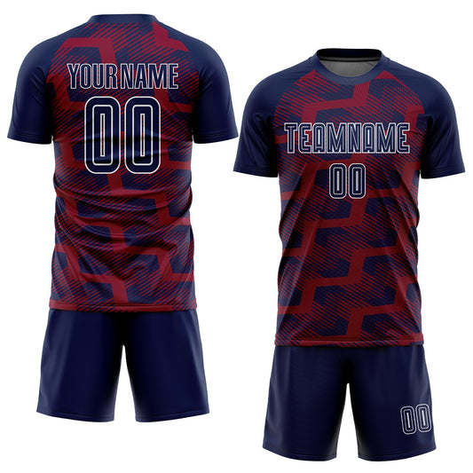 Custom Navy Crimson-White Line Sublimation Soccer Uniform Jersey - Sky-Custom
