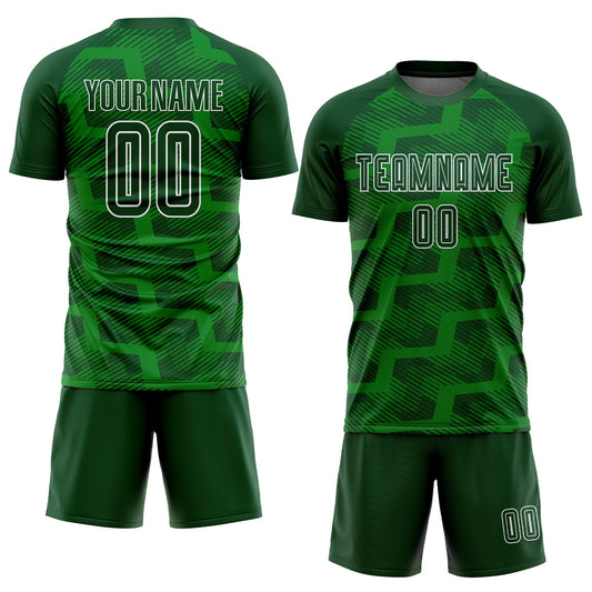 Custom Green Grass Green-White Line Sublimation Soccer Uniform Jersey - Sky-Custom