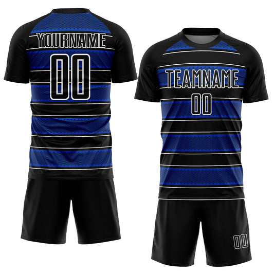 Custom Black Thunder Blue-White Geometric Shapes And Line Sublimation Soccer Uniform Jersey - Sky-Custom